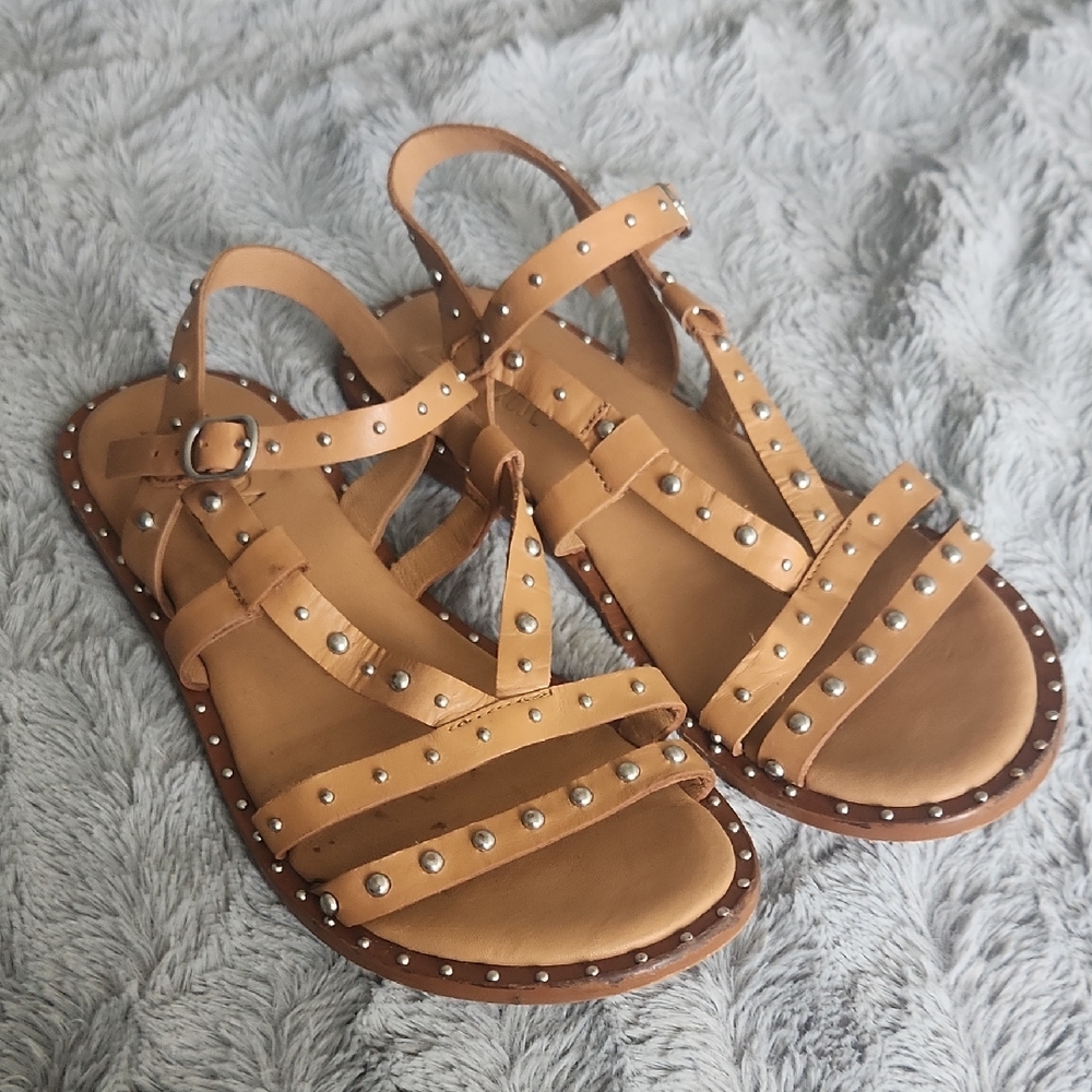 Zara Studded Tan Sandals